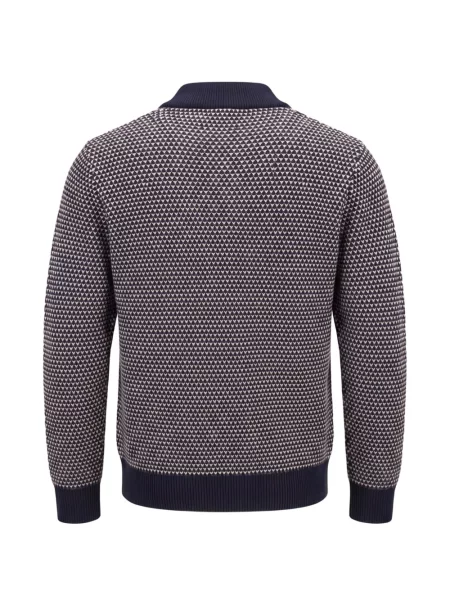 Cardigan Drumohr de lână cu imprimeu geometric albastru
