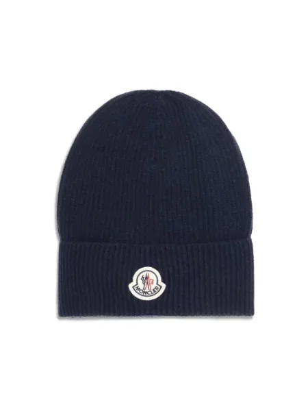 Czapka Moncler z kaszmiru niebieska