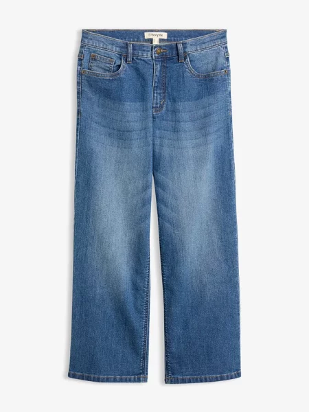 Jeansy wide leg średni stan niebieskie