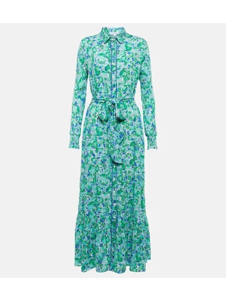 Rochie tip cămașă Poupette St Barth cu model floral de costum