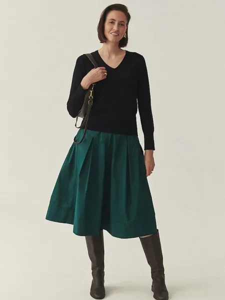 Tafta fustă midi Tatuum negru