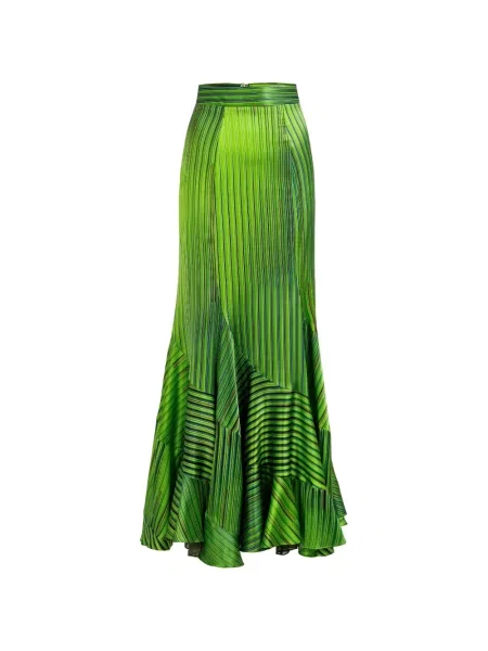Fustă Silvia Tcherassi cu dungi cu volane verde