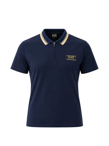 Tricou polo Ea7 Emporio Armani cu autograf albastru
