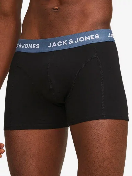 JACK & JONES Boxerky Solid modrosivá / trávovo zelená / černicová čierna