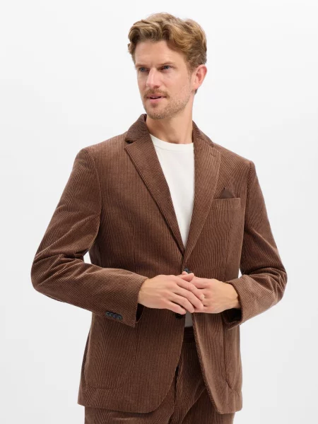 Finshley & Harding marynarka z zestawu modułowego Mężczyźni Modern Fit Sztruks 25 brązowy