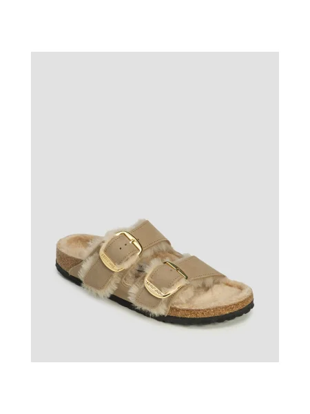 Șlapi deschis pentru femei Birkenstock Arizona BB Shearling Leoi Narrow maro