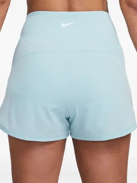 Pantaloni scurți Nike alergare cu talie înaltă în carouri albastru