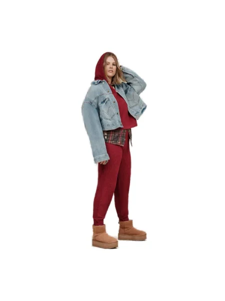 UGG Bőr hótaposó Classic Mini Platform gyapjú hozzáadásával barna
