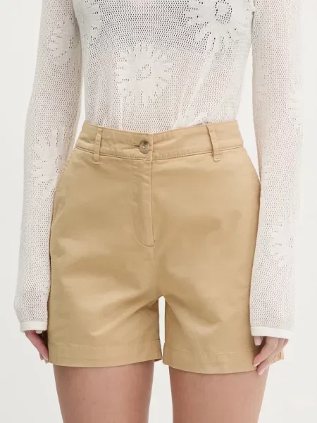 HUGO pantaloni scurți femei uni high waist bej