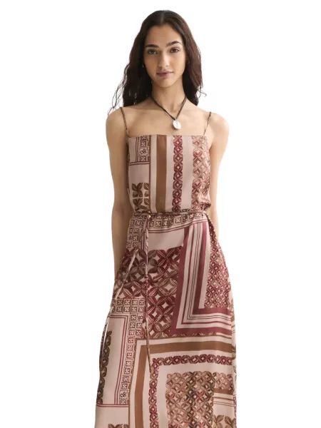 Rochie Scotch & Soda cu imagine cu bretele maro