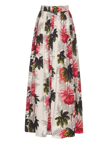 Maxi fusta plisata Cara Cara cu model floral plisată alb