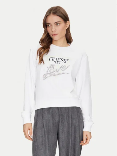 Guess Bluză Reglan Fit alb