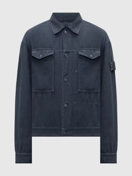 Куртка з льоном Stone Island синя