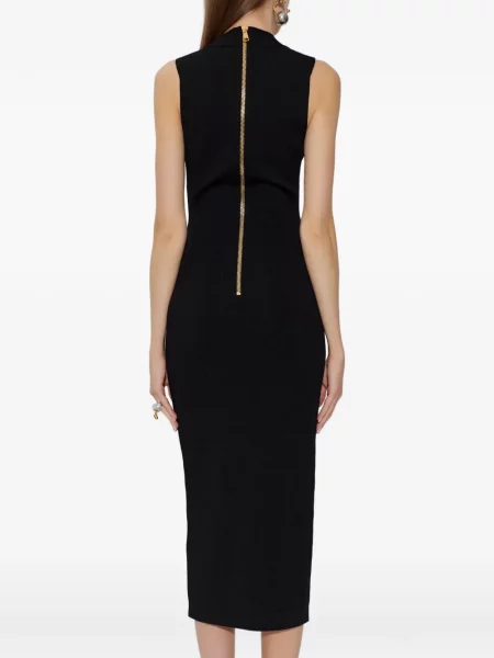 Κοστούμι φόρεμα Balmain με λαιμόκοψη v μαύρο