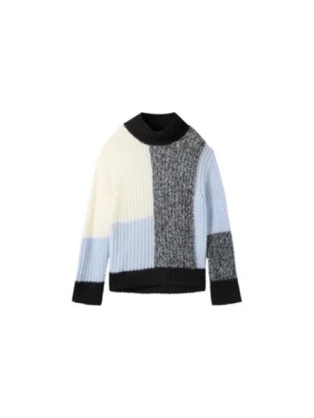 Sweter o luźnym kroju z dzianiny z dodatkiem wełny w stylu Colour Blocking Tom Tailor