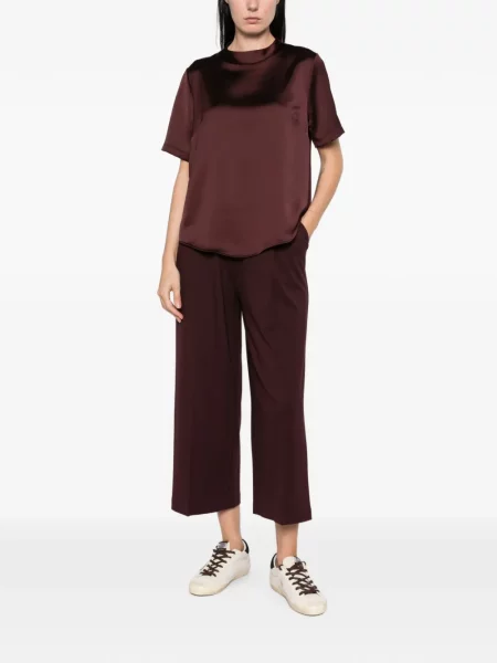 Scurt top Imperial din satin maro