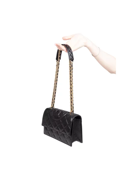 Tory Burch torebka skórzana Fleming czarny