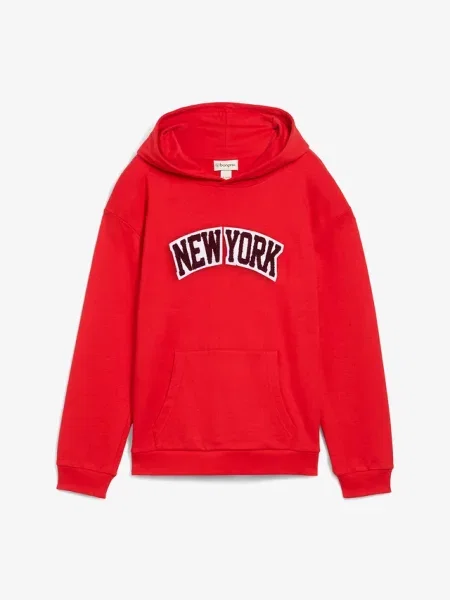 Bluza z kapturem z czystej bawełny czerwona