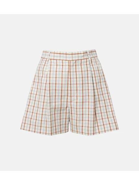 Szorty Victoria Beckham w kratę plisowane beżowe