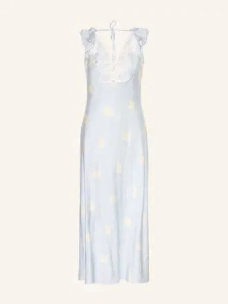 Claudie Pierlot Satyna Sukienka Z Koronką weiss beżowa