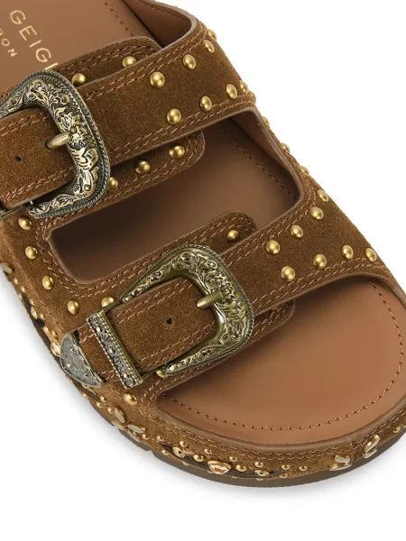 Замшевые шлепанцы Kurt Geiger London на платформе с пряжкой