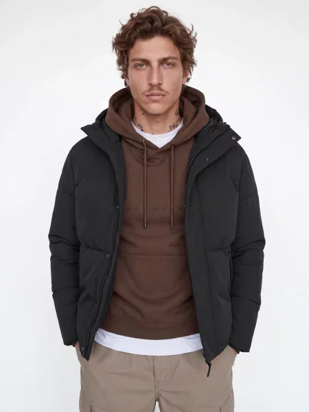 Зимова куртка JACK & JONES SOHO PUFFER HOOD чорний