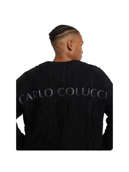 Dzianinowy sweter Carlo Colucci czarny