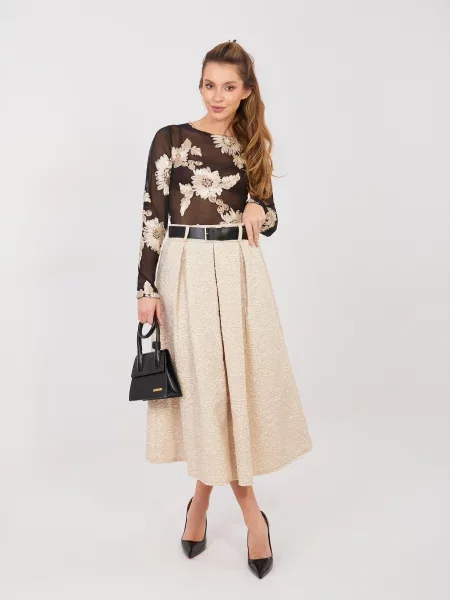 Spódnica midi Rue Paris do kolan czarna