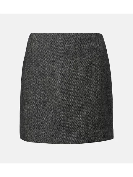Fustă Blazé Milano de lână cu model herringbone gri