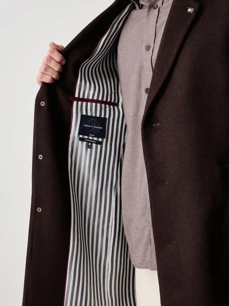 Tommy Hilfiger палто мъжко с вълна кафяво