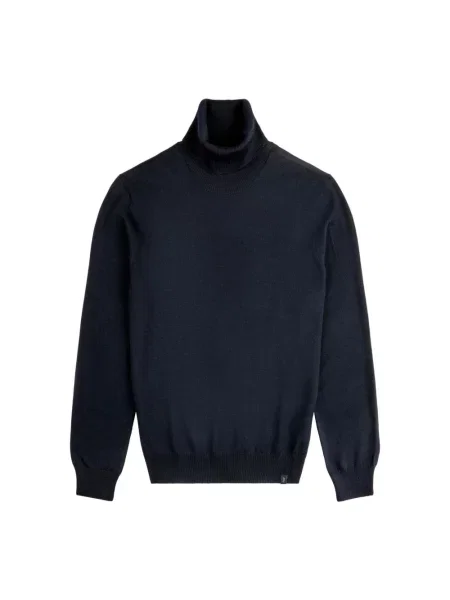 Sweter z golfem Fay wełniany niebieski