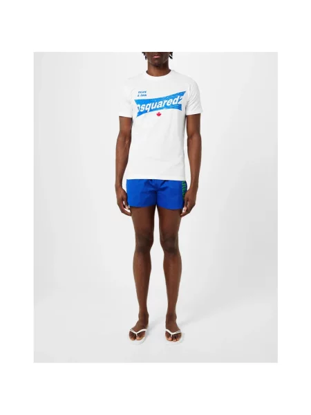 Kąpielówki Dsquared2 z logo niebieskie