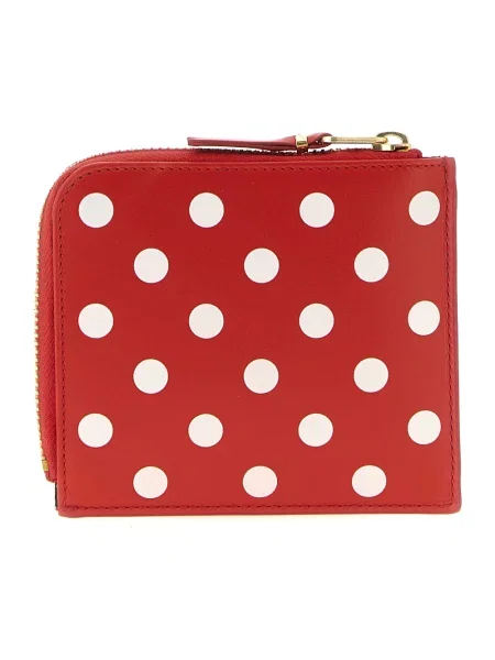 Portfel Comme Des Garcons Wallets skórzany w grochy czerwony