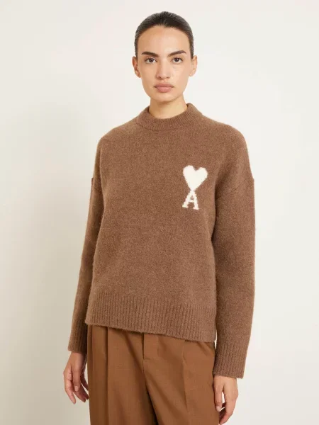 Ami Paris Sweter Z Dodatkiem Alpaki braun brązowy