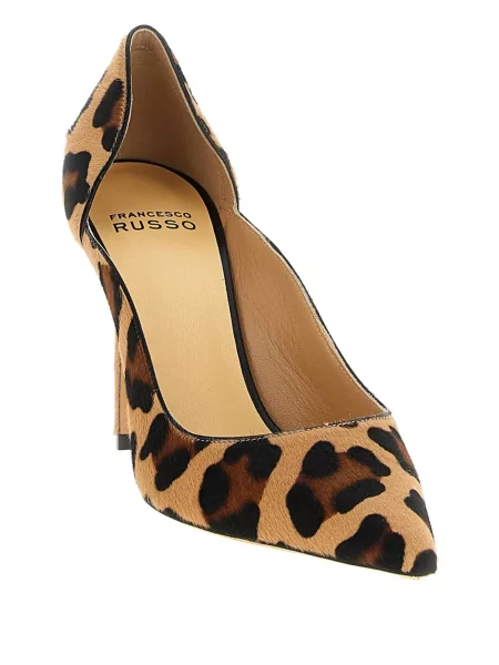 Pantofi cu toc Francesco Russo cu model leopard maro