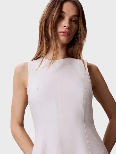 Лляна джинсова сукня Calvin Klein Jeans біла