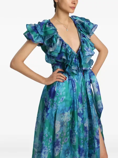 Rochie Miau By Clara Rotescu cu model floral cu imagine albastru