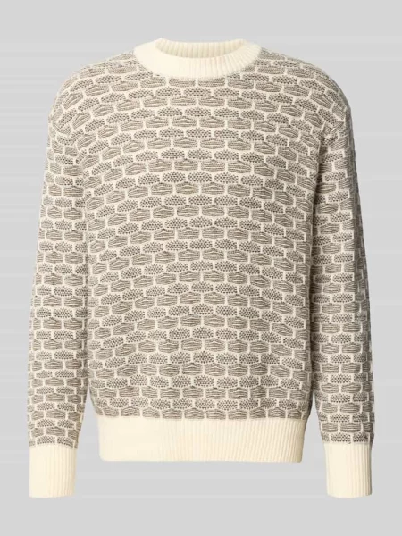 Sweter z dzianiny o kroju relaxed fit z mieszanki wełny model ‘KEITH’ Selected Homme biały