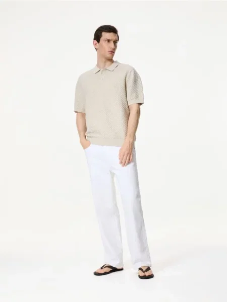 Gulerat tricou polo Reserved bej
