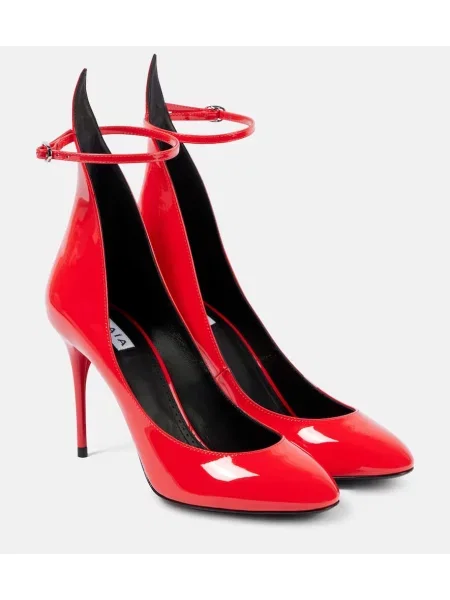 Pantofi cu toc Alaïa din piele de lac roșu