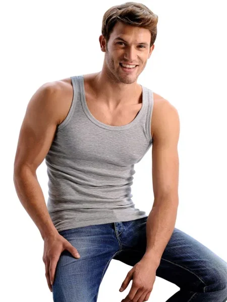 H.I.S Tricou gri amestecat / negru alb