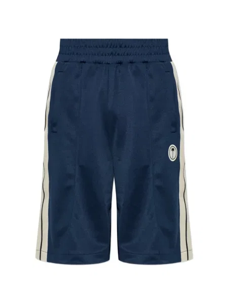 Pantaloni scurți Palm Angels cu dungi cu autograf albastru