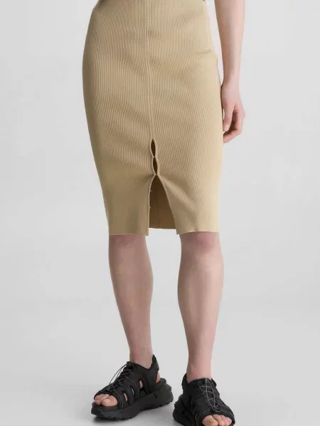 Трикотажна гачок і око джинсова спідниця Calvin Klein Jeans бежева
