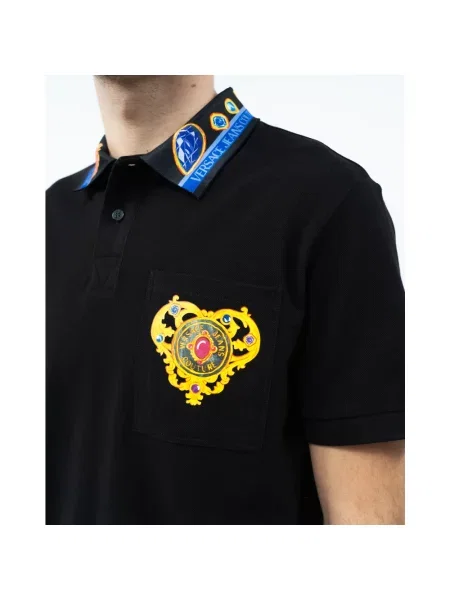 Krótka koszulka polo Versace Jeans Couture czarna