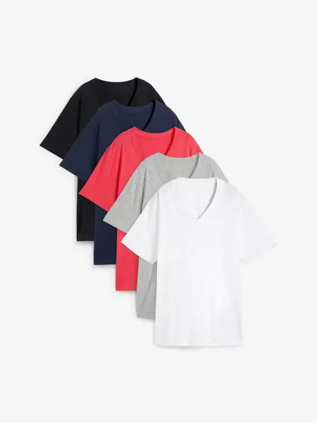 Długi T-shirt 5 szt. czarna