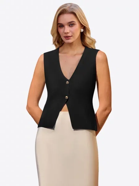 Imily Bela Vestă tricotată negru