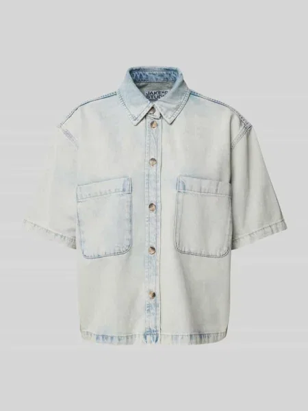 Bluzka jeansowa o kroju regular fit z nakładanymi na piersi Jake*s Studio Woman