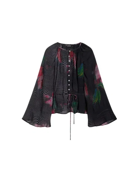 Desigual Bluză albastru / verde / roz deschis negru