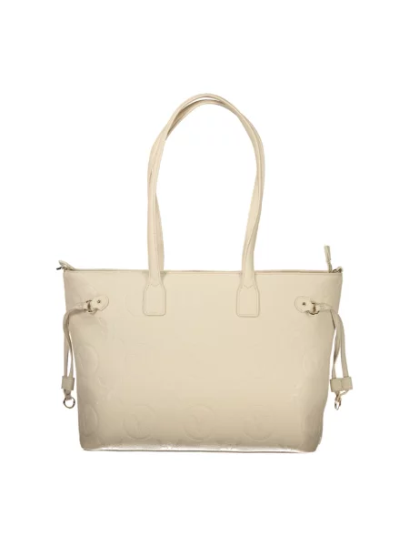 Torba shopper z regulowanym paskiem na ramię model ‘SAMBA’ Valentino By Mario Valentino beżowa