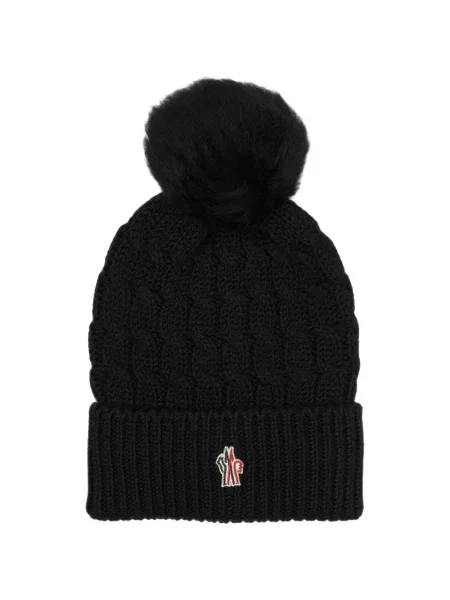 Căciulă Moncler Grenoble tricotate cu pompoane negru